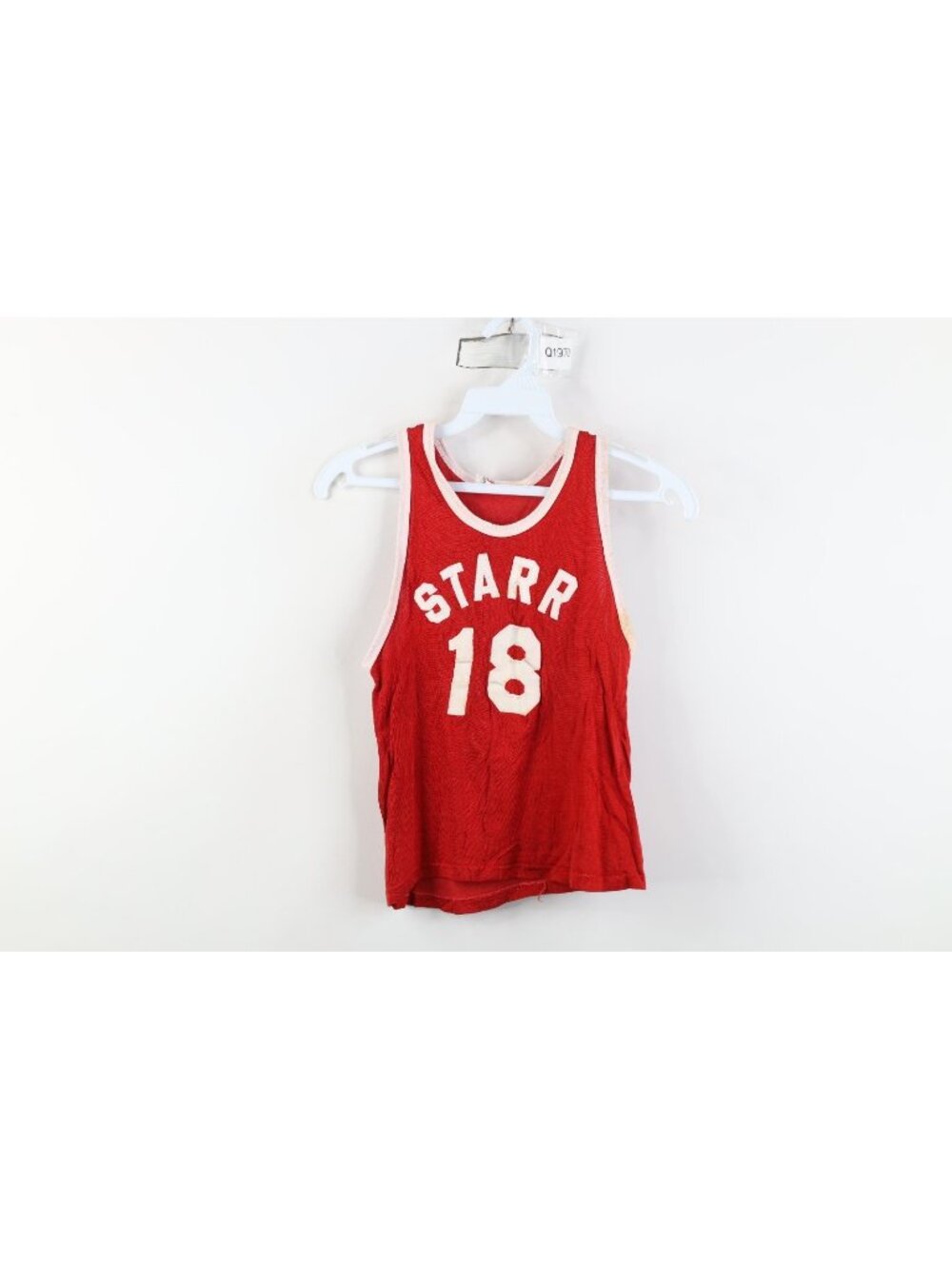 Vintage 60s 70s Boys 30 32 Durene Rayon Knit Basketball Jersey Red Starr USA #18